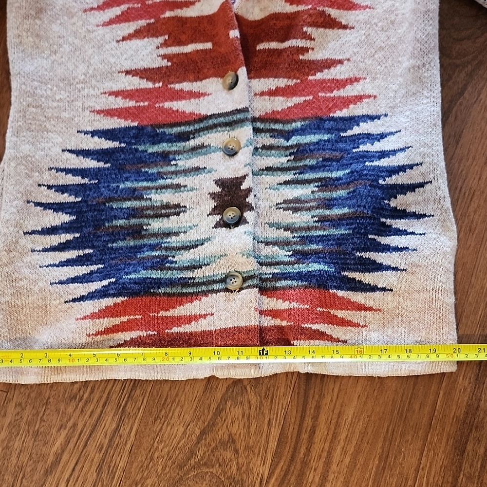 Lucky Brand Aztec Southwestern Oversized Cotton Cardigan Small - Picture 9 of 15